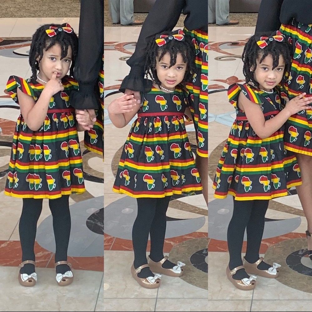 Colorful Kids Dress with Africa Print 4T